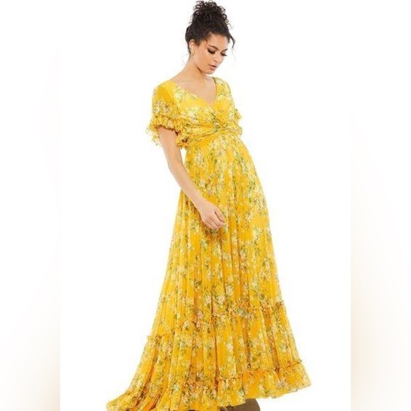 Mac Duggal
 Flounce Sleeve Midi-Dress main image 0